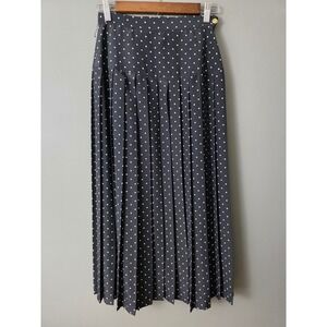Vintage Josephine Chaus Polka Dot Pleated Midi Skirt Black White Size 6 NWT